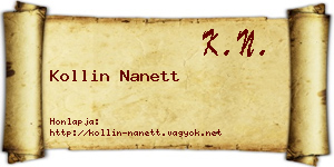Kollin Nanett névjegykártya